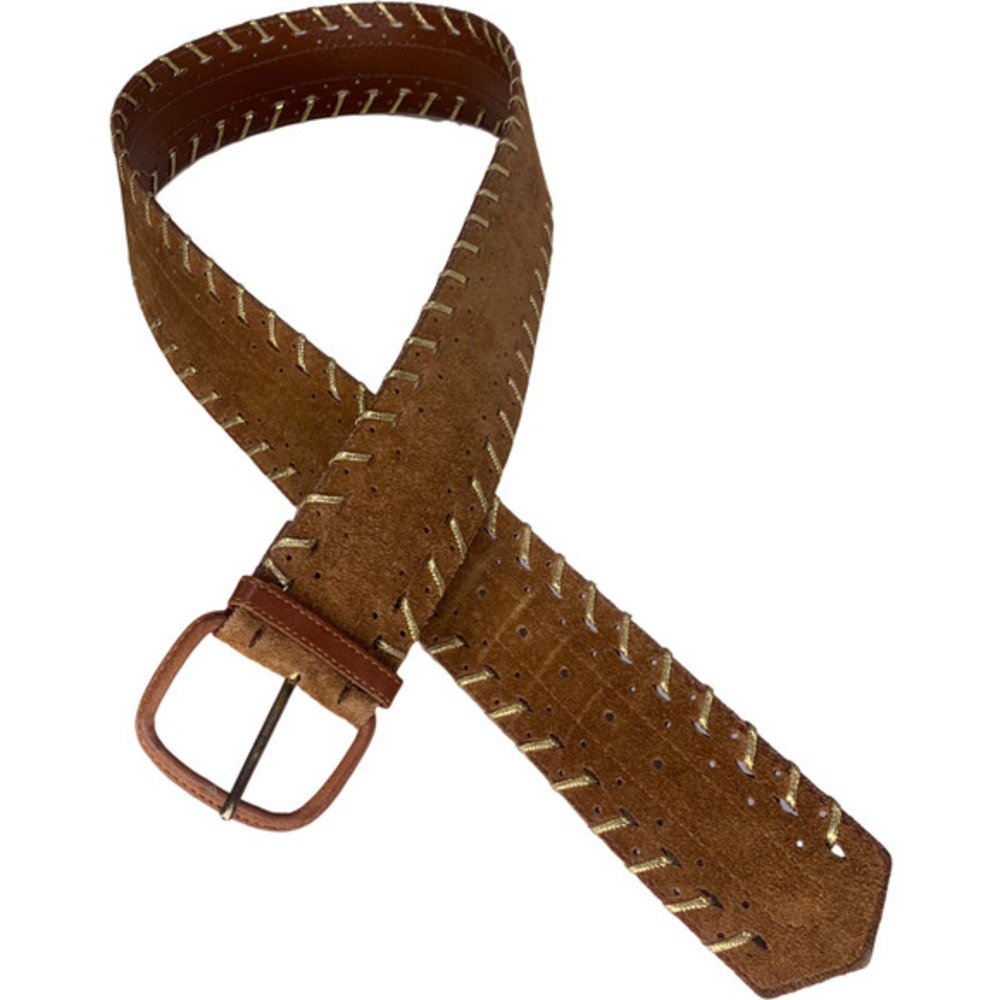 Tan Brown Woven‎ Suede Leather Western Belt